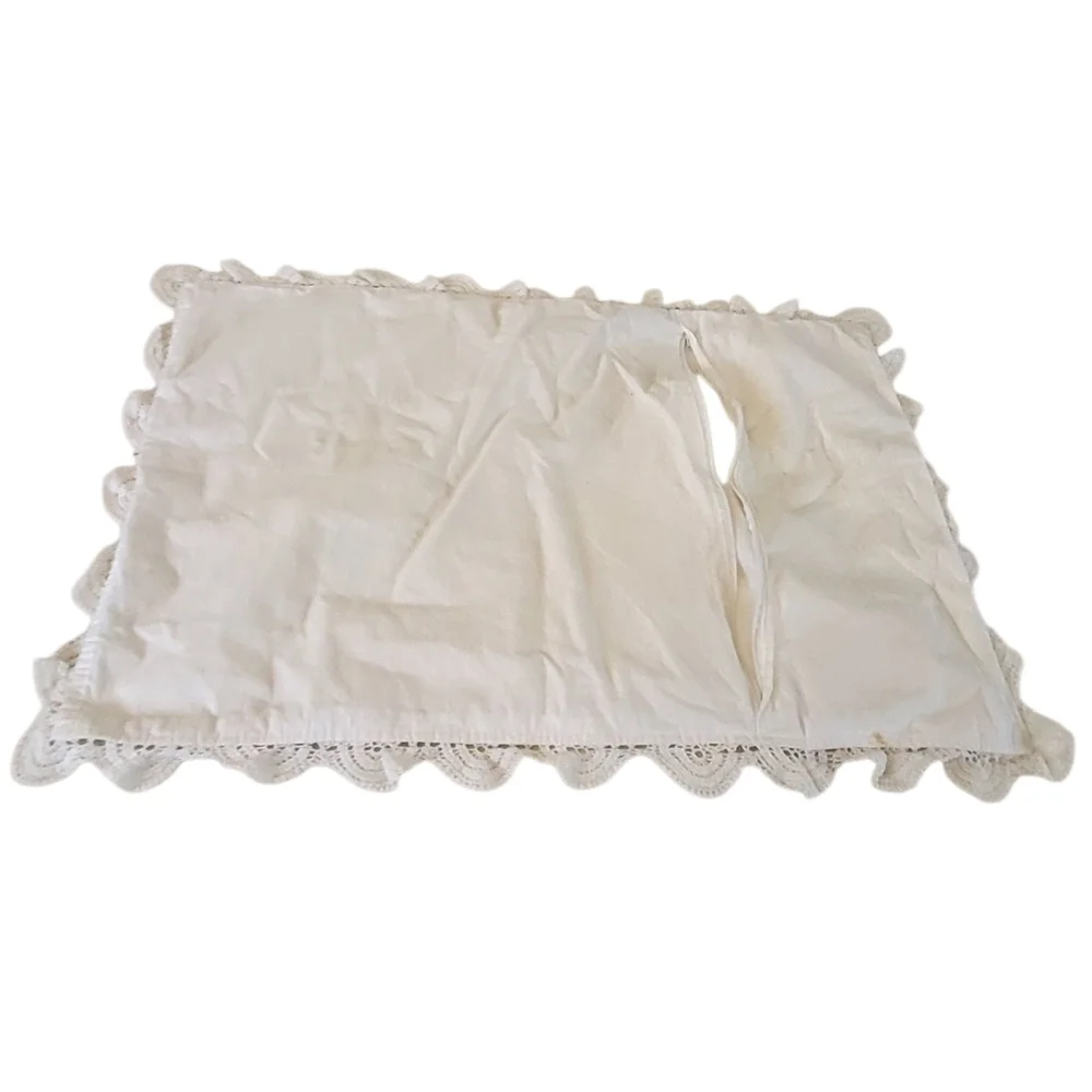 Vintage Handmade Crochet & Quilted Pillow Sham Scalloped / Pillow Cover